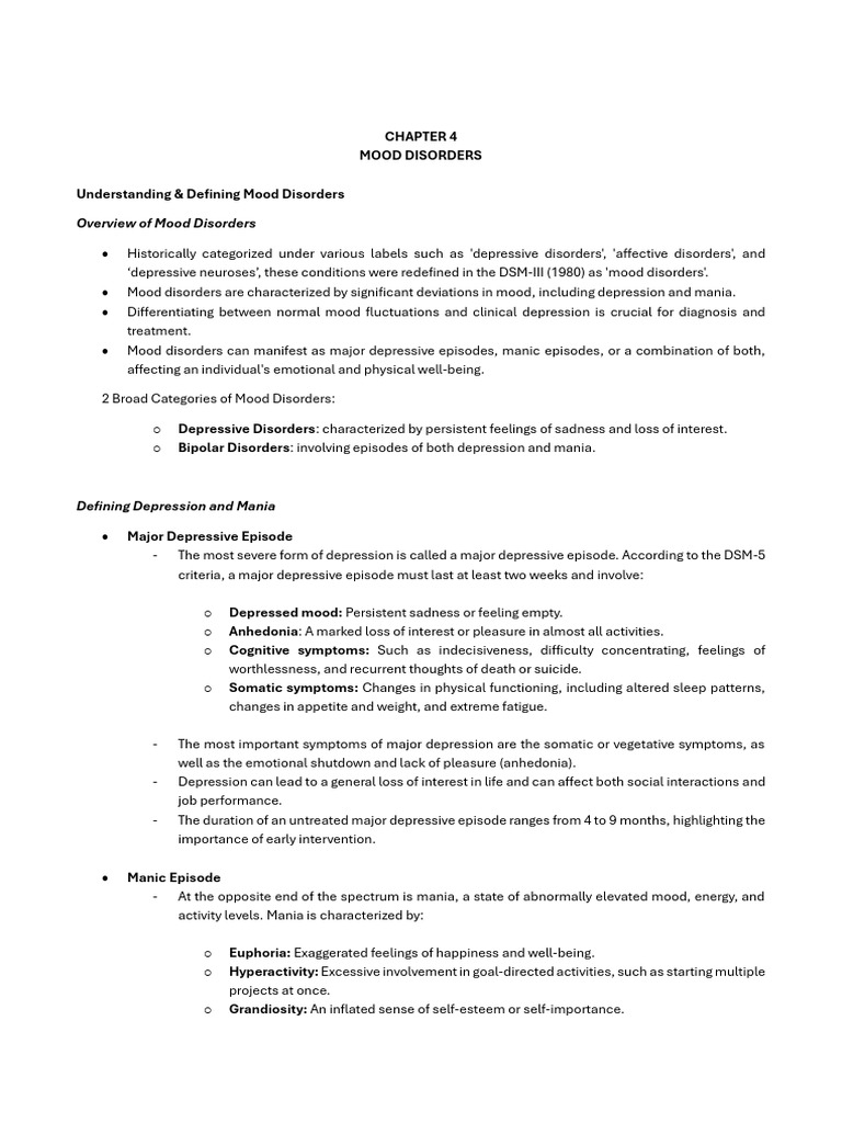 Understanding Mood Disorders Overview | PDF | Bipolar Disorder | Major ...