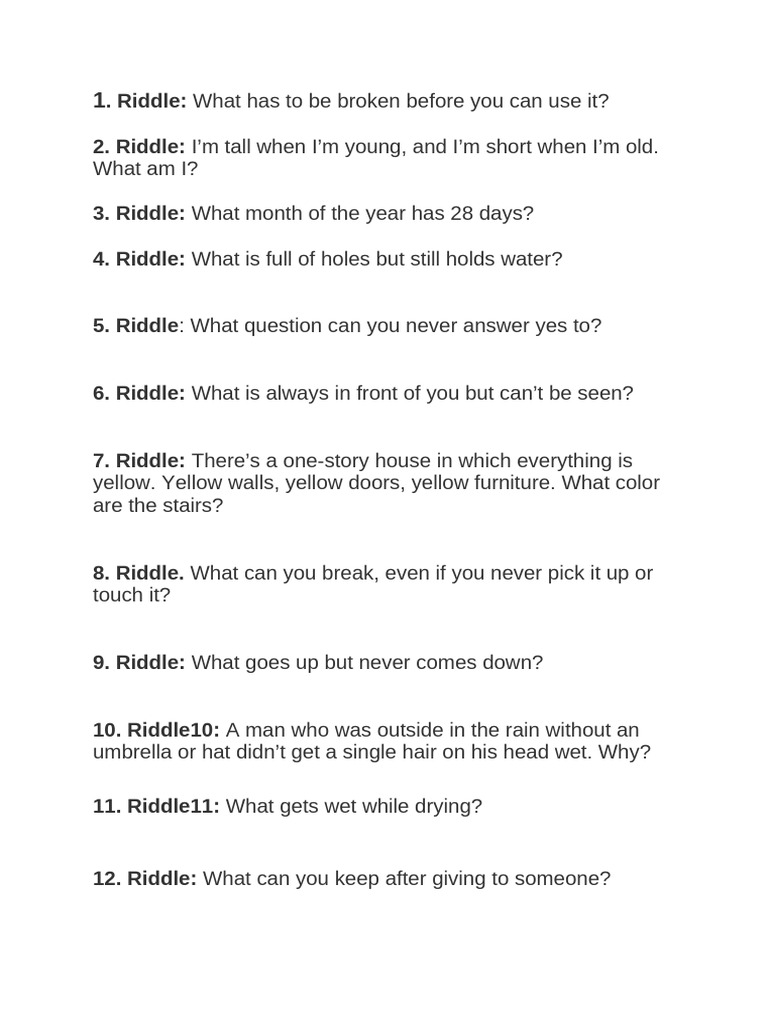 Form Riddles | PDF