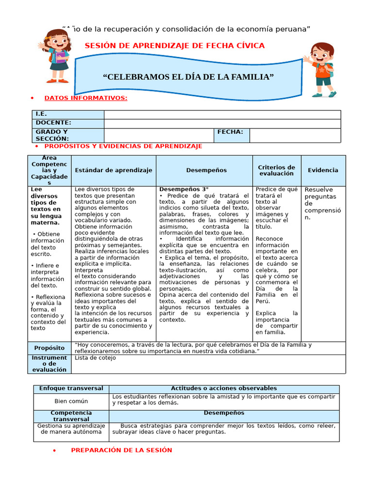 3° Ses Fecha Civica Dia de La Familia Peruana 933623393 Yessenia ...