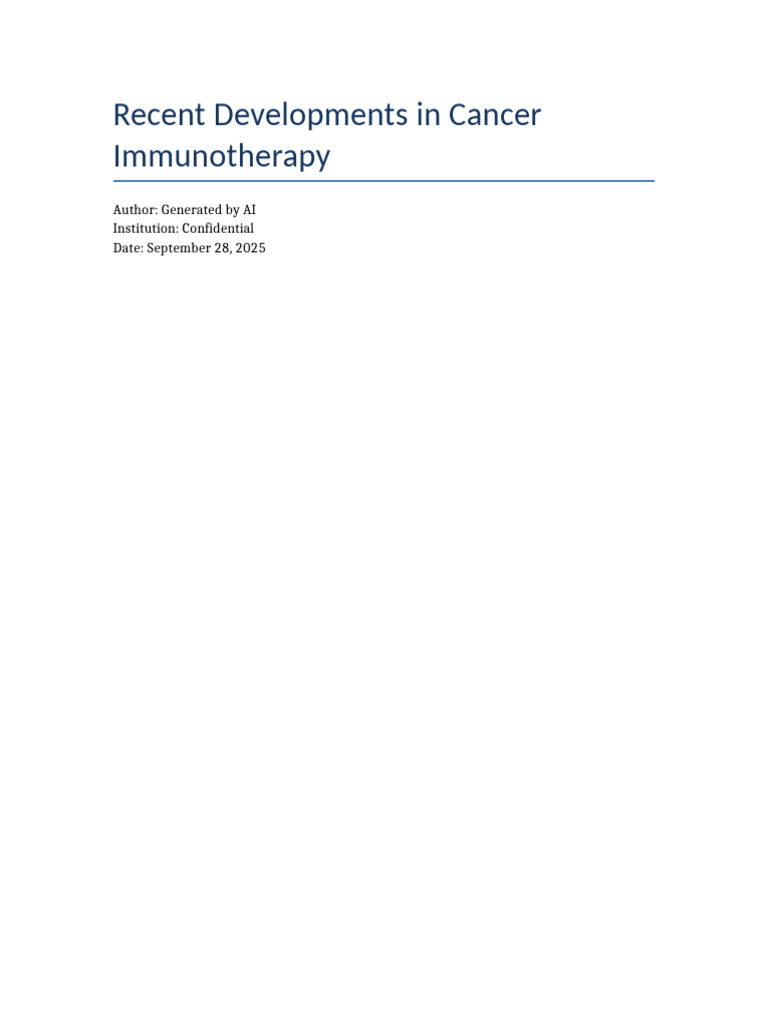 Report Recent Developments in Cancer Immunotherapy | PDF ...