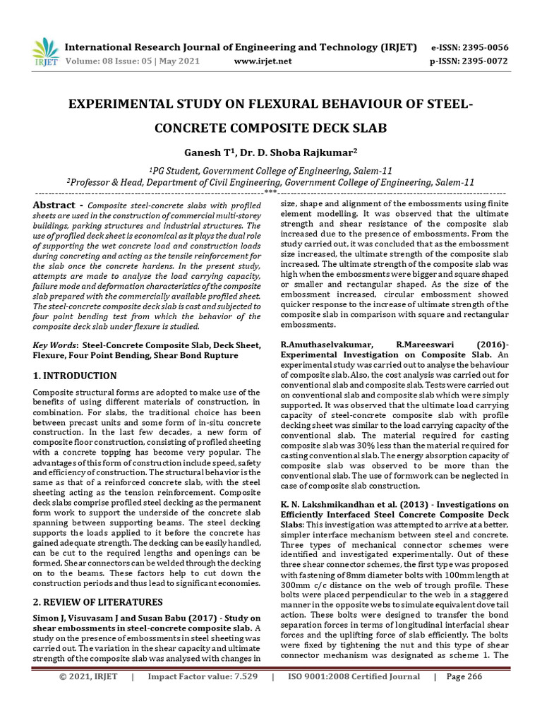 Flexural Behavior of Steel-Concrete Slabs | PDF | Composite Material ...