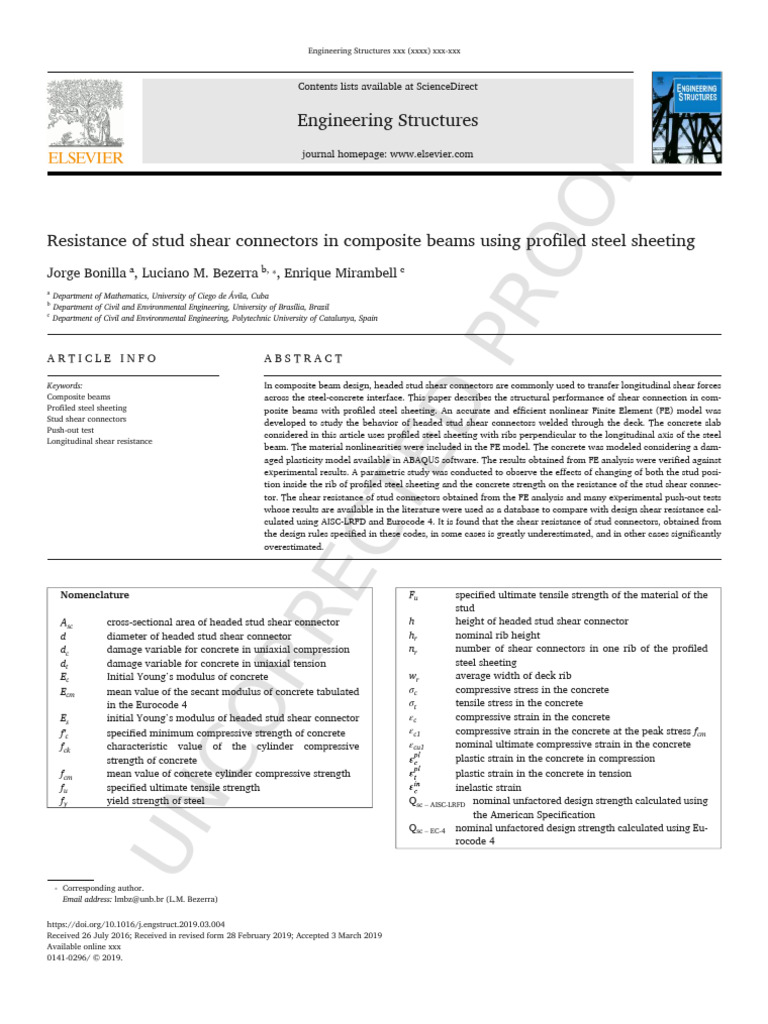 Shear Connectors in Composite Beams | PDF | Strength Of Materials ...