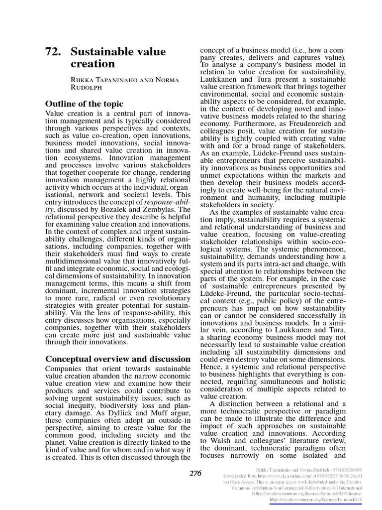 Sustainable Value Creation Strategies | PDF | Sustainability | Business ...