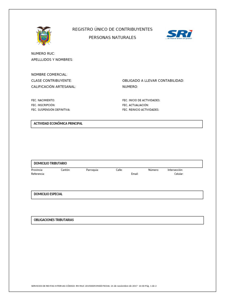 Ruc para Llenar | PDF
