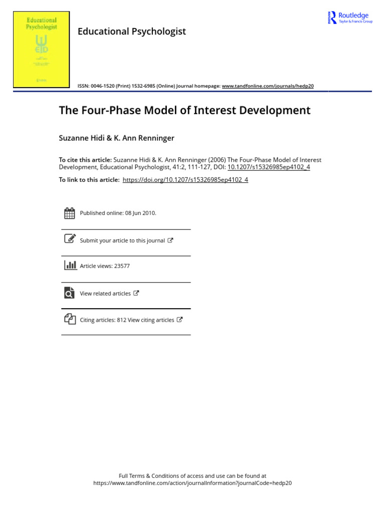 Four-Phase Model of Interest Development | PDF | Affect (Psychology ...