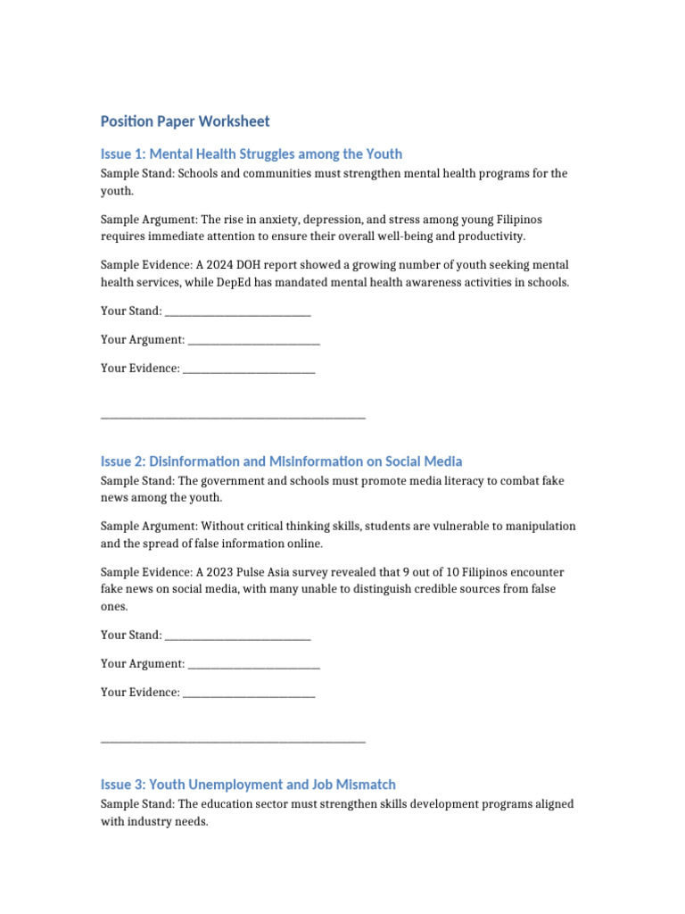 Grade 11 Position Paper Guide | PDF