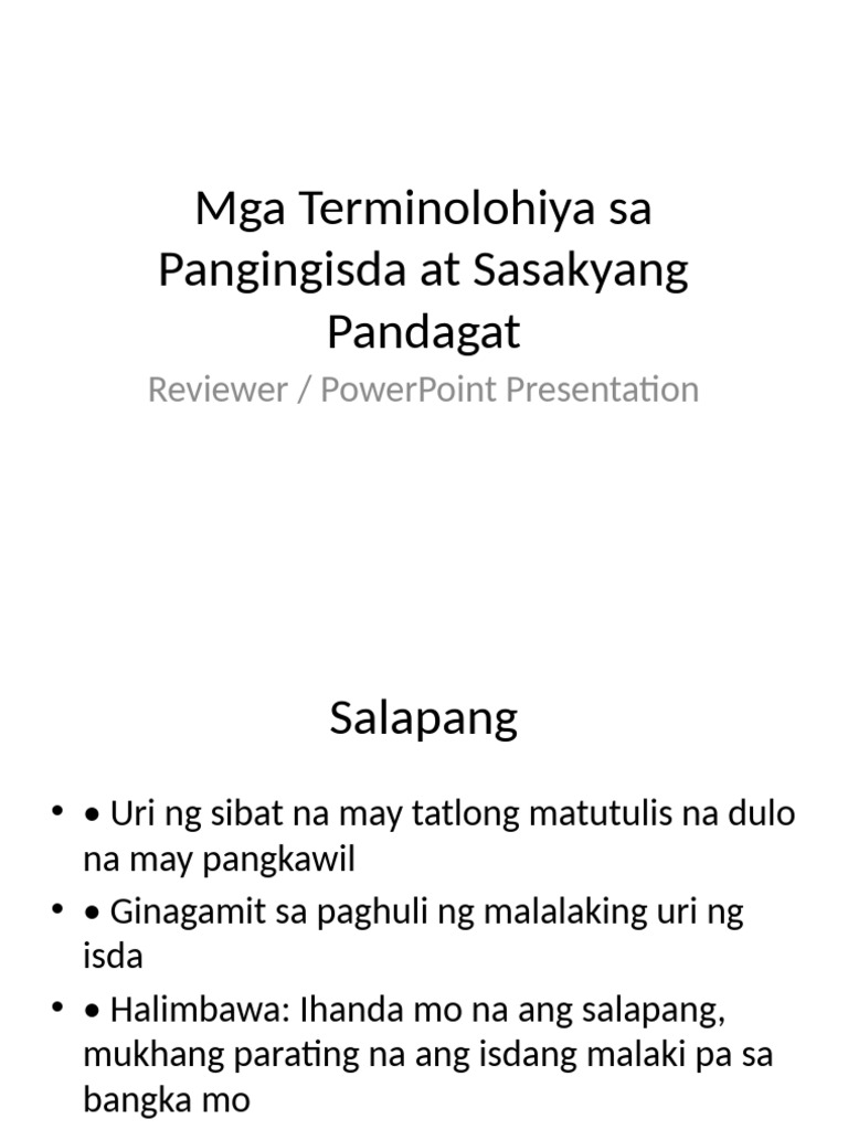 Terminolohiya Pangingisda | PDF