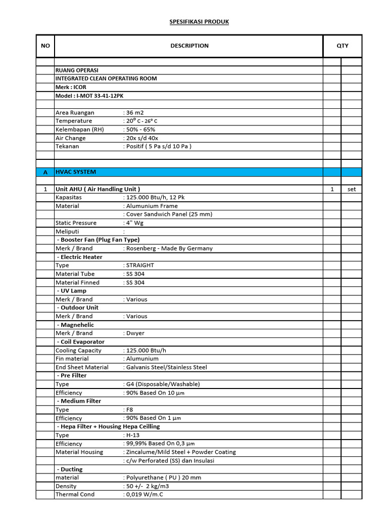 Integrated Clean Operating Room Specs | PDF | Building Automation ...
