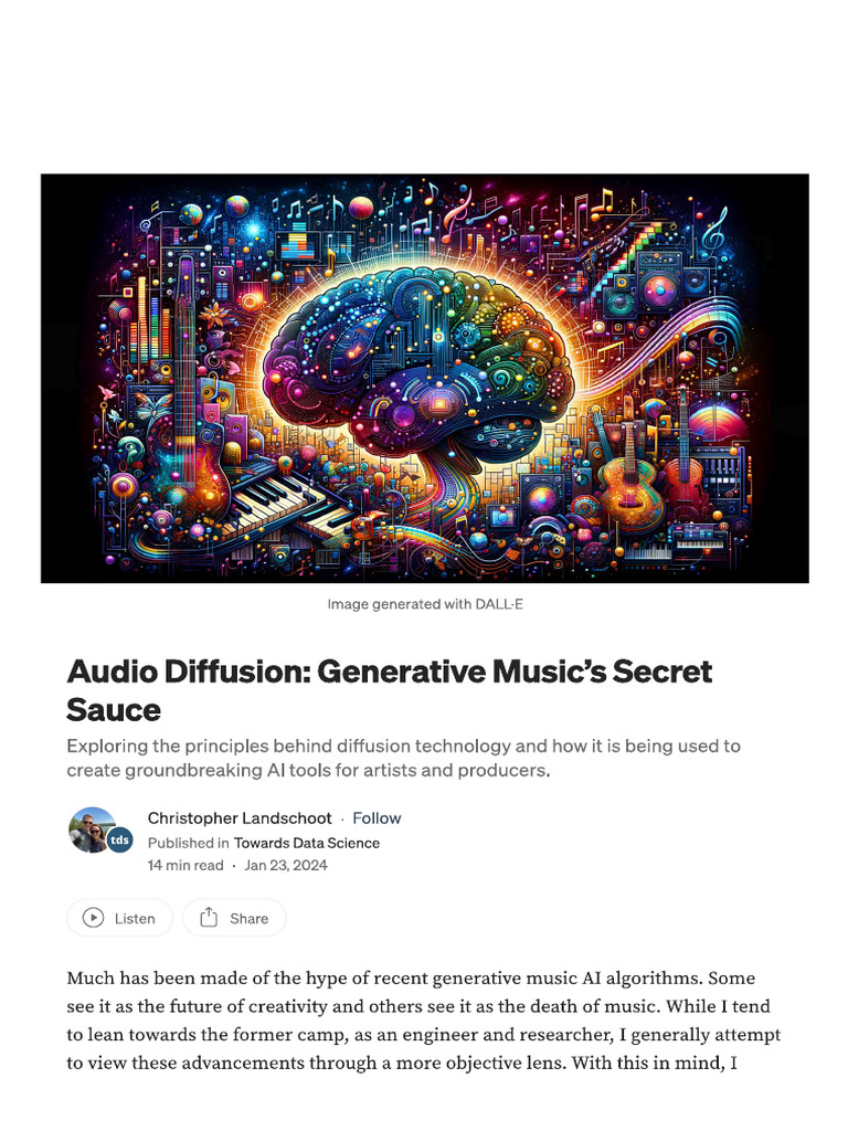 Audio Diffusion - Generative Music's Secret Sauce | PDF