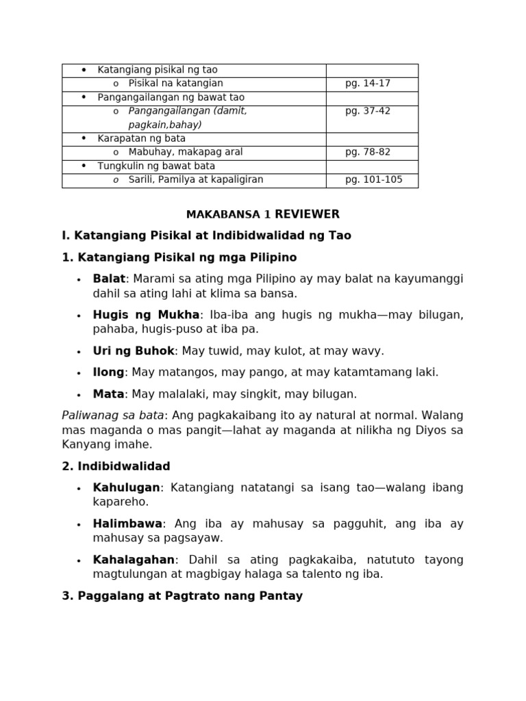 Makabansa 1 Study Guide | PDF