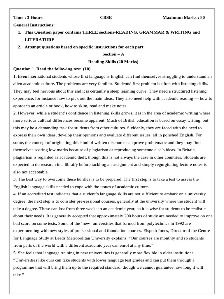 CBSE Academic Skills Assessment Paper | PDF | Plagiarism | Human ...