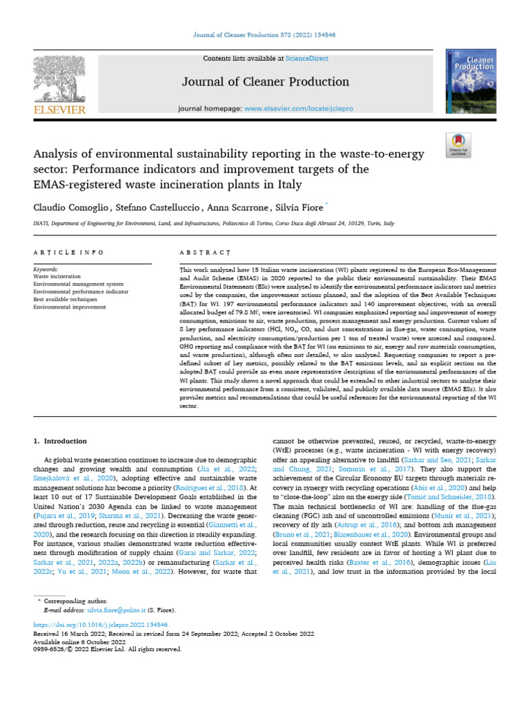 Environmental Reporting in Waste Incineration | PDF | Life Cycle ...