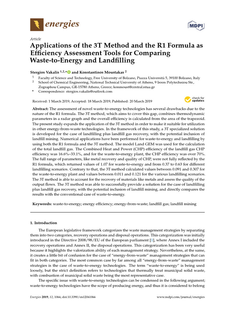 Applications of The 3T Method and The R1 Formula As Efficiency ...
