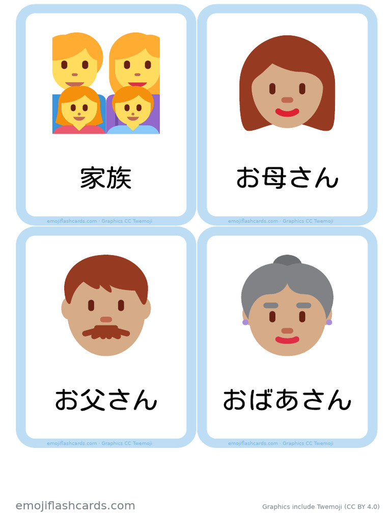 Japanese Family Medium A4 Flashcards | PDF