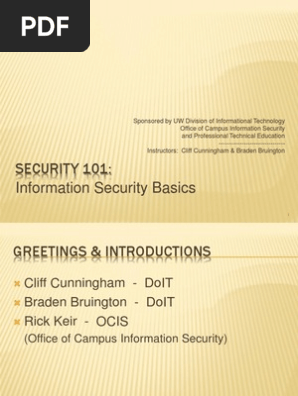 Security 101 Presentation Personally Identifiable Information