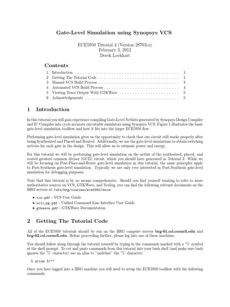 Ece5950 Tut4 Vcs GL | PDF | Areas Of Computer Science | Software ...
