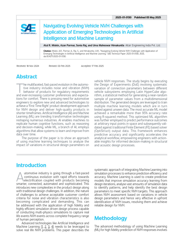 AI-Driven NVH Optimization in Vehicles | PDF | Machine Learning ...