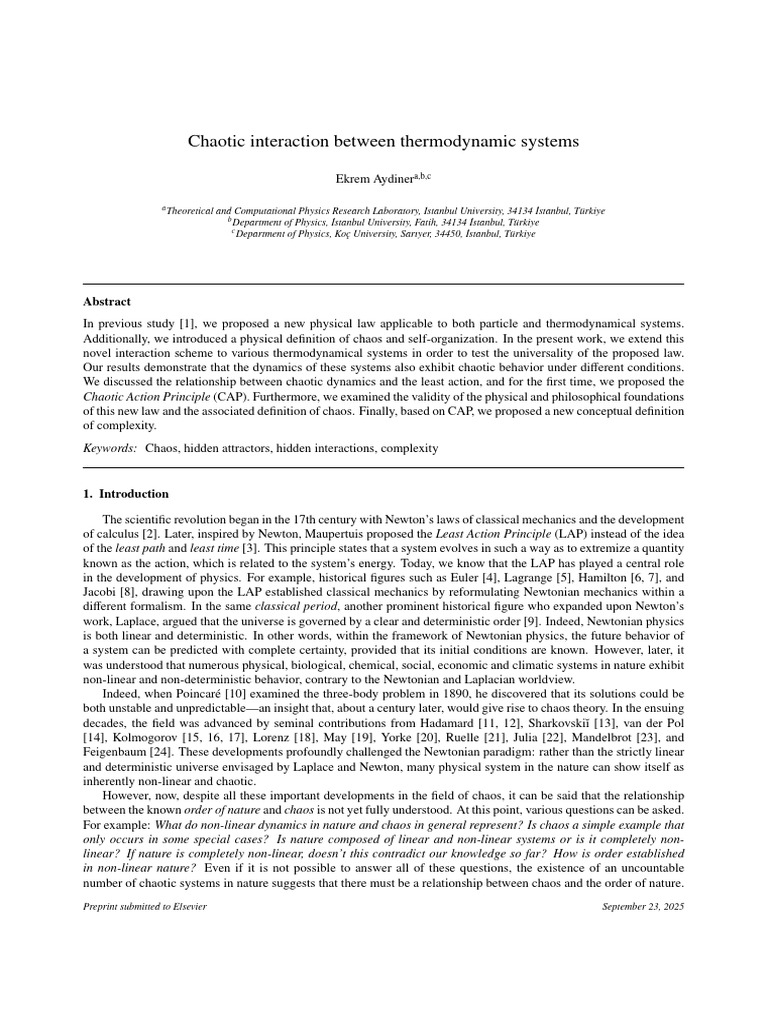 Chaotic Interaction Between Thermodynamic Systems | PDF | Chaos Theory ...