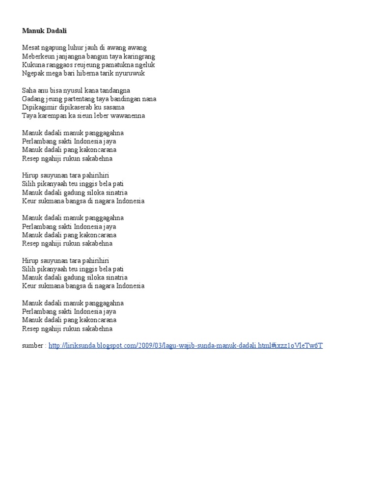 Lirik Lagu Sunda  PDF