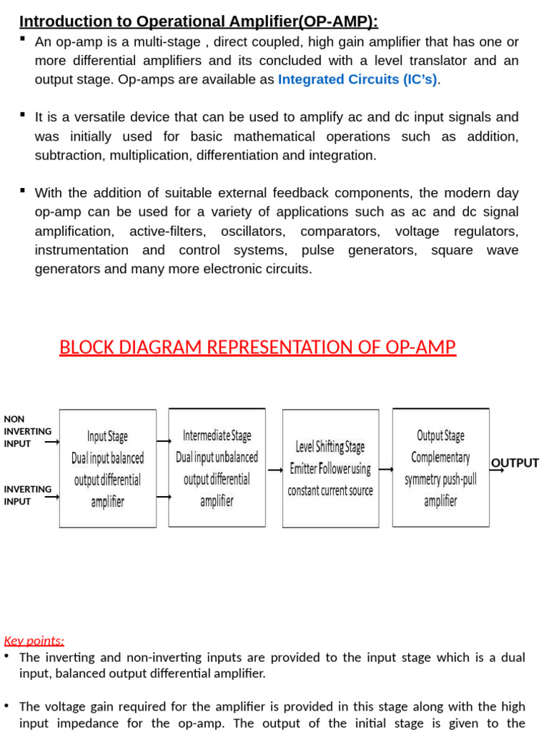 Op-Amp Overview and Block Diagram | PDF | Operational Amplifier | Amplifier