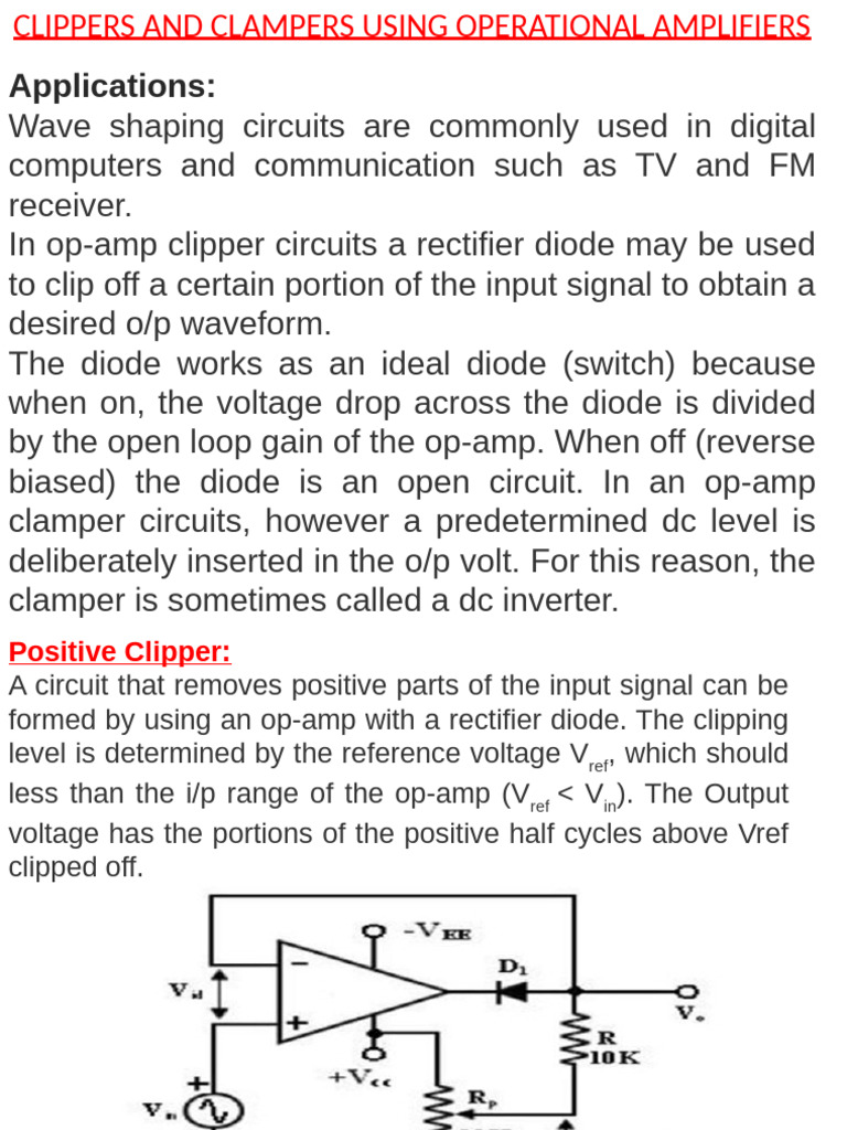 Op-Amp Clipper and Clamper Circuits | PDF | Operational Amplifier ...
