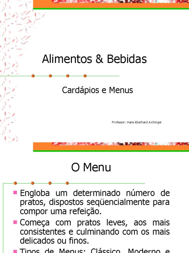 Estrutura de Menus e Hors-d'oeuvres | PDF | Vinhos | Cardápio