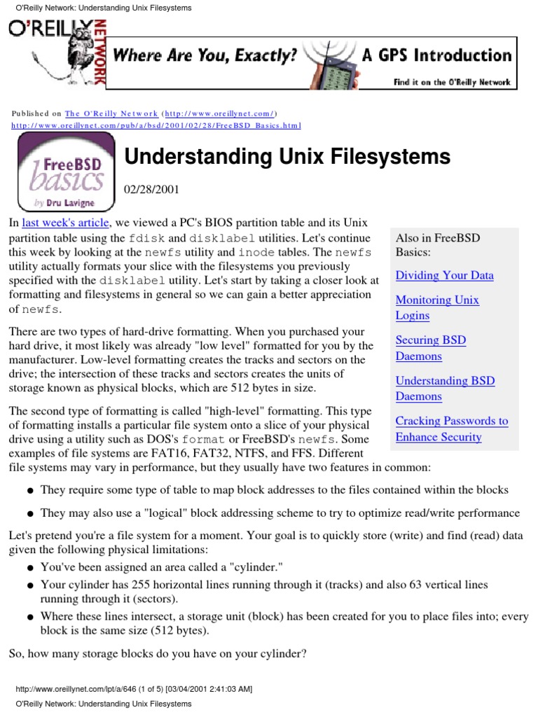 Understanding UNIX File Systems | PDF