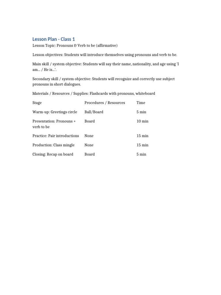 Lesson Plans Primer Parcial | PDF | Grammatical Number | Language Families