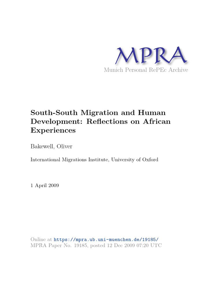 South-South Migration and Human Development | PDF | Developing Country ...