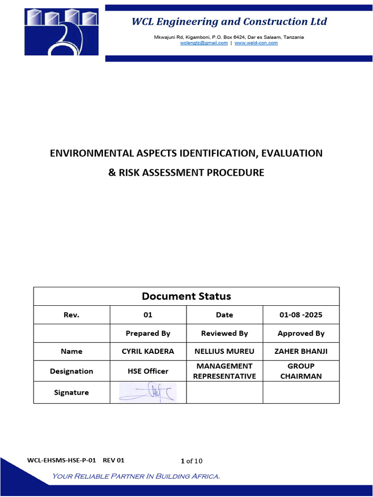 Environmental Risk Assessment Procedure | PDF | Environmental Impact ...