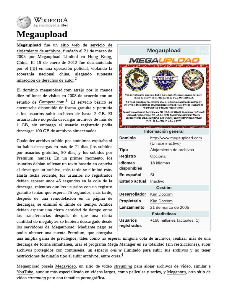 Mega Upload | PDF | Servicios en línea | Red mundial
