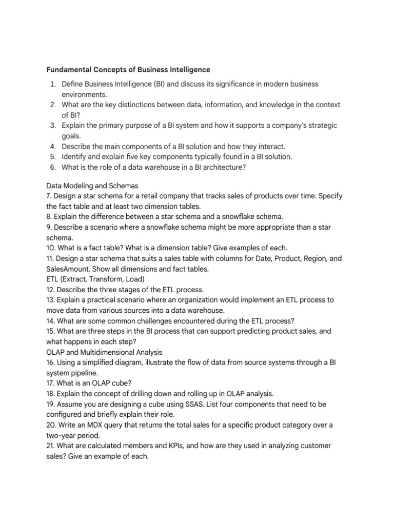 Business Intelligence Fundamentals Guide | PDF | Data Warehouse ...