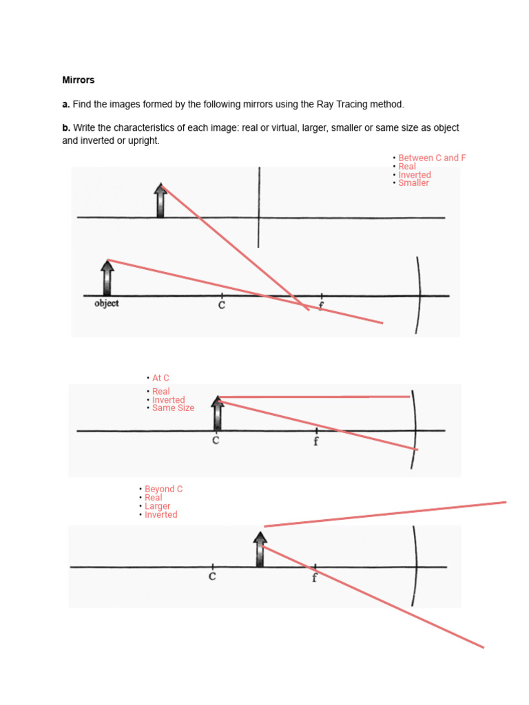 Ray Tracing Worksheet for Mirrors and Lenses | PDF | Atomic ...