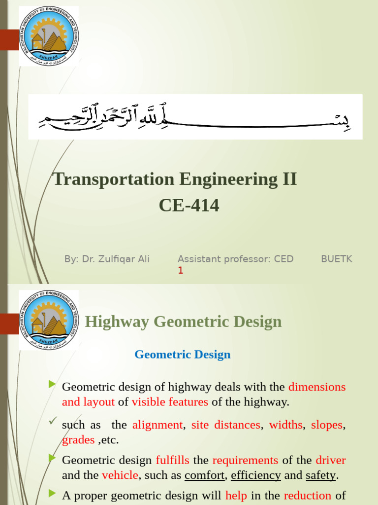 Highway Geometric Design Principles | PDF | Transport | Land Transport