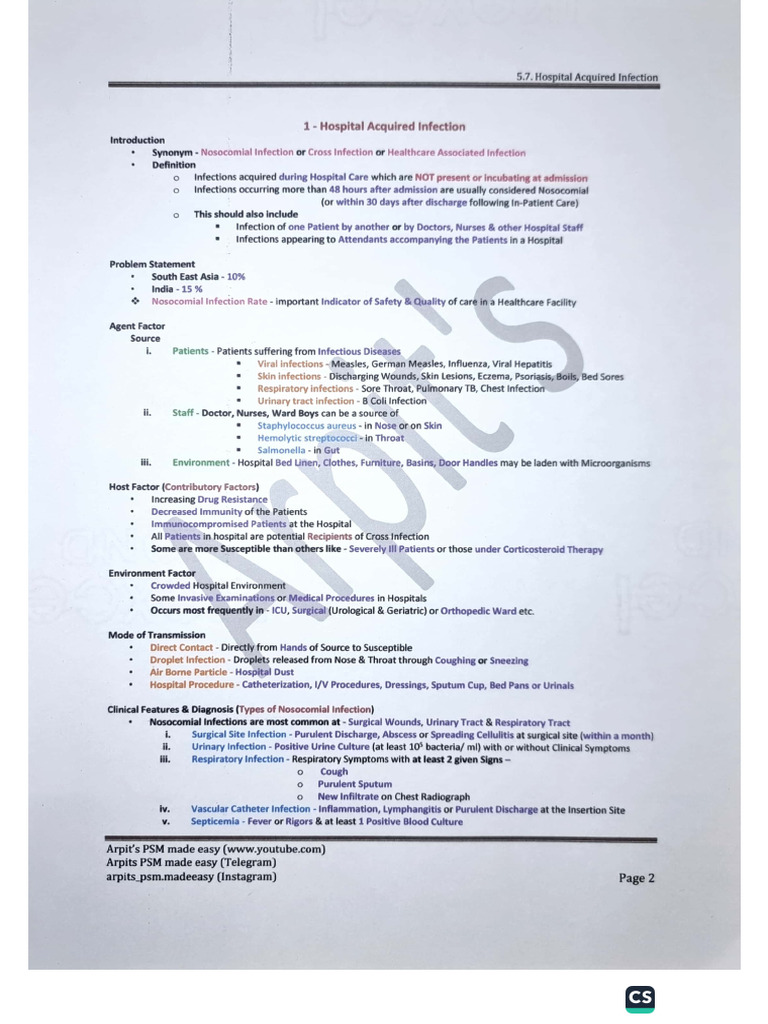 1 - Hospital Acquired Infections | PDF