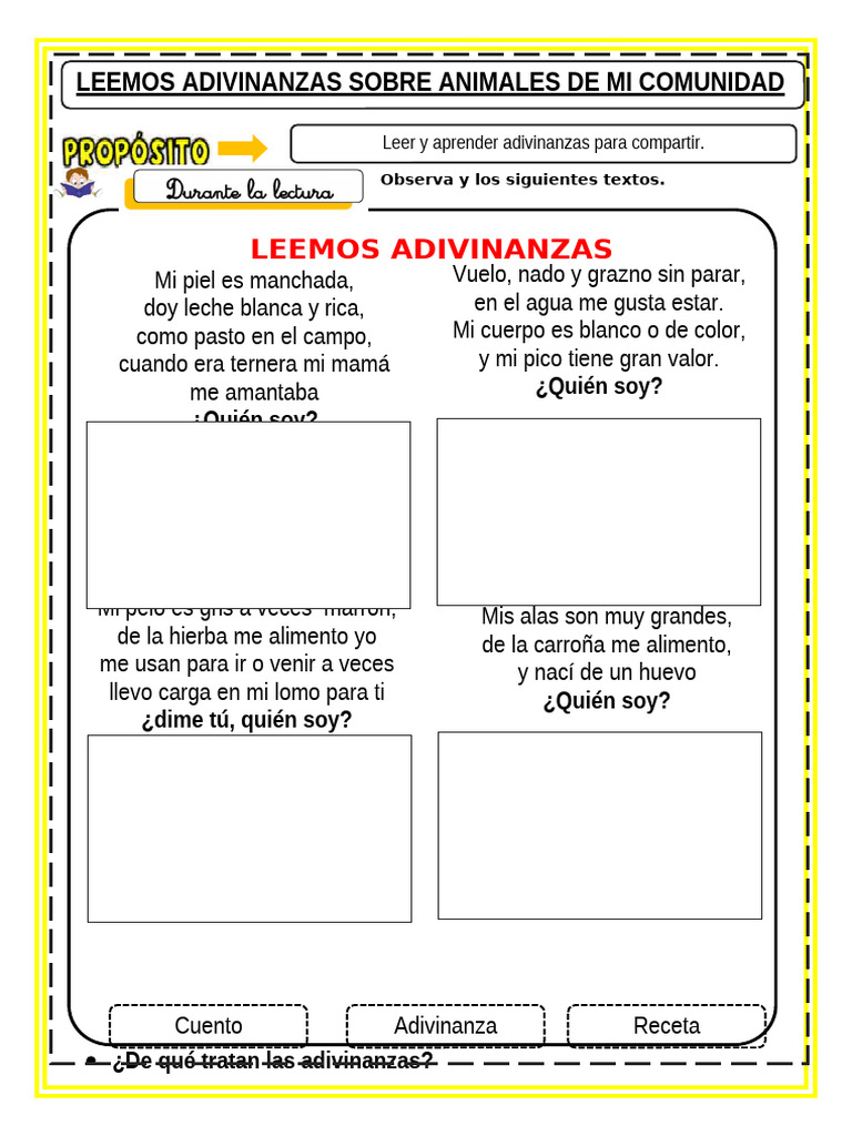 Adivinanzas sobre Animales para Niños | PDF