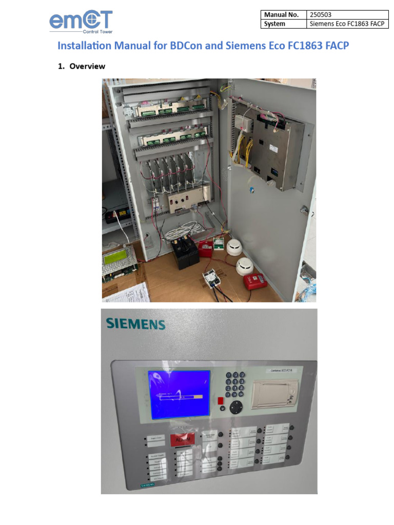 Siemens Eco FC1863 FACP Installation Guide | PDF