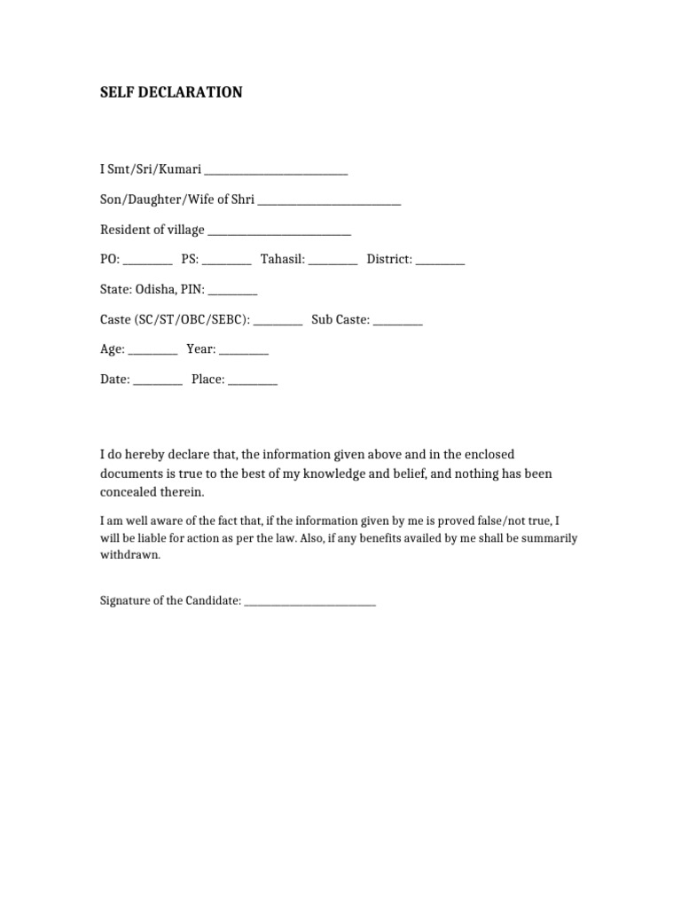 Self Declaration Clear | PDF