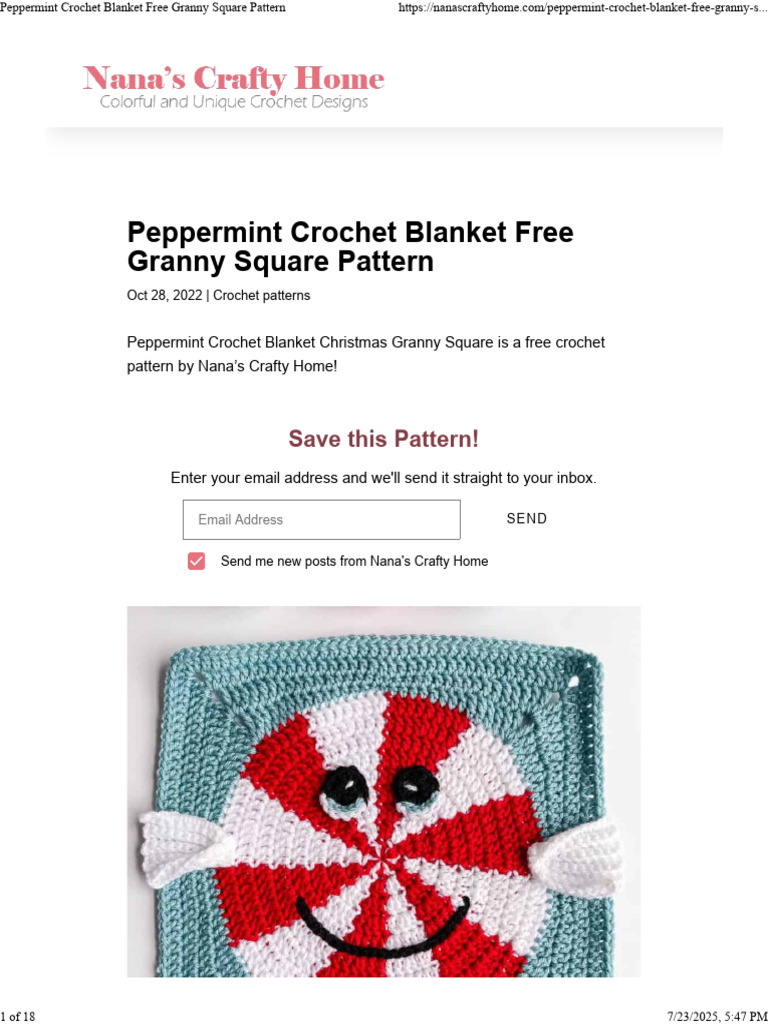 Free Peppermint Granny Square Pattern | PDF | Crochet | Embroidery