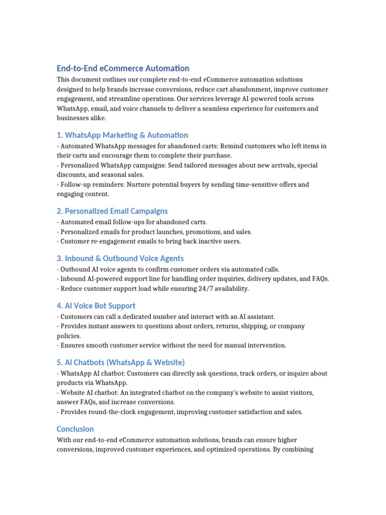 eCommerce Automation Solutions Overview | PDF