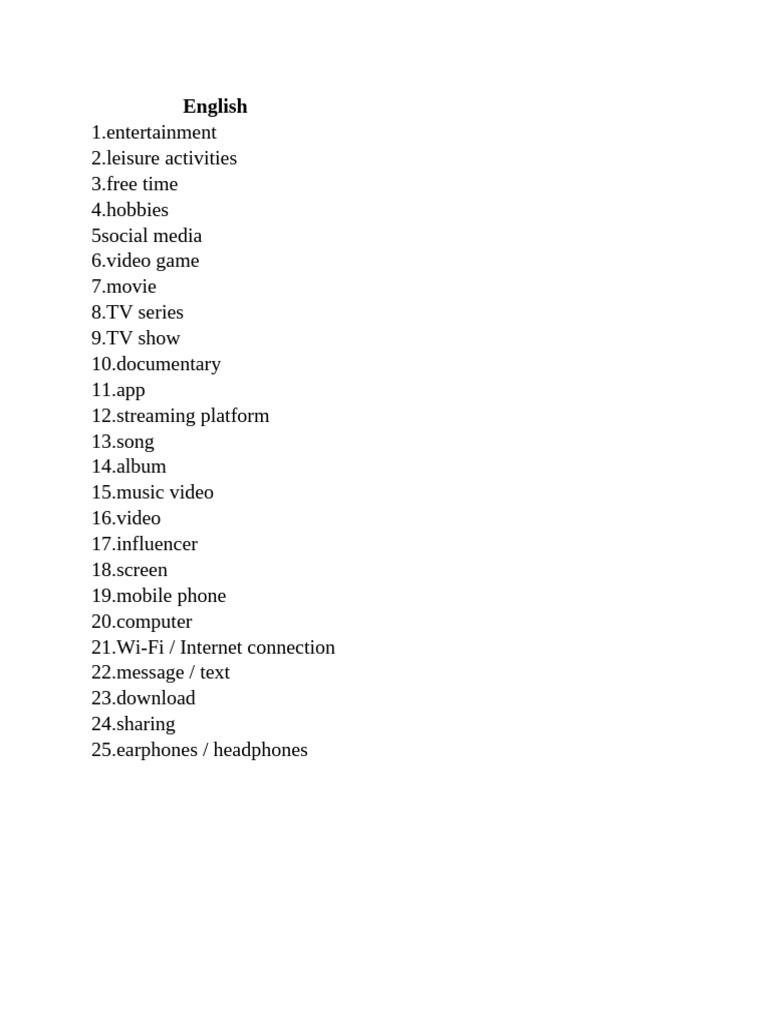 Entertainment and Leisure Activities Guide | PDF