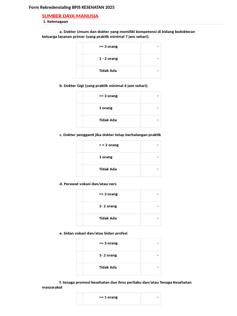 Form Rekredensialing BPJS 2025 | PDF