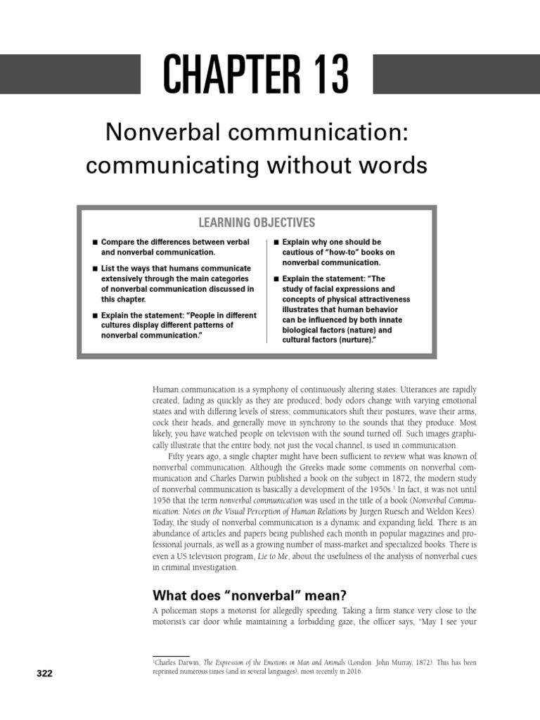 Chapter 13 Nonverbal Communication | PDF | Nonverbal Communication ...