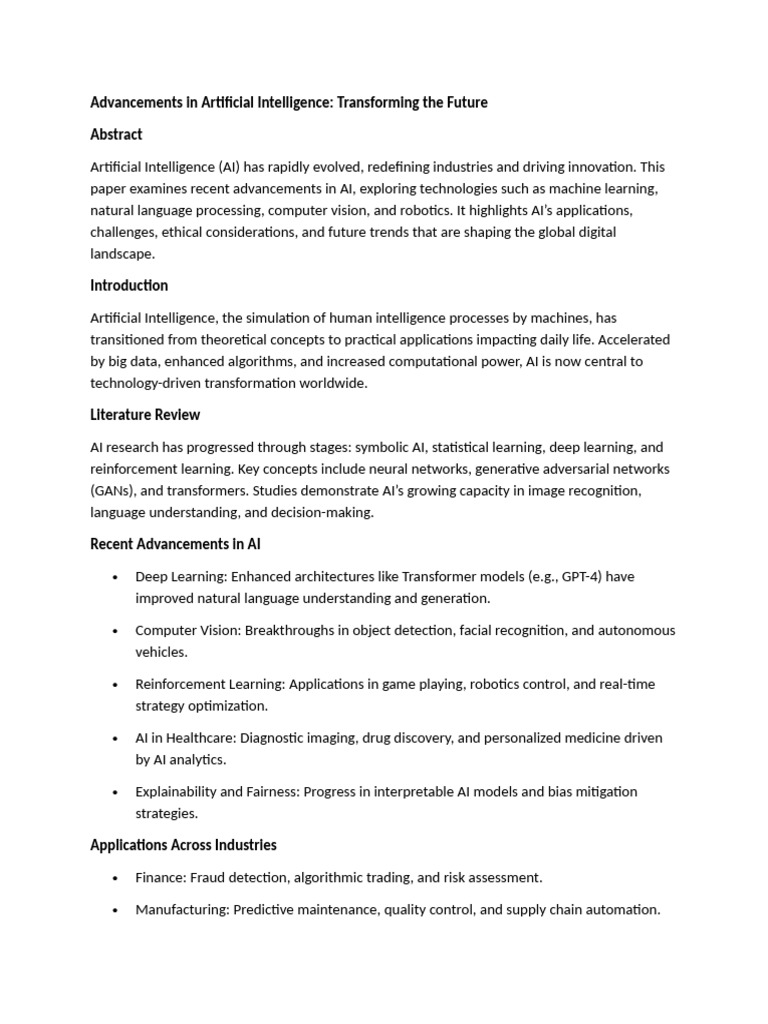 AI Advancements Shaping the Future | PDF | Artificial Intelligence ...