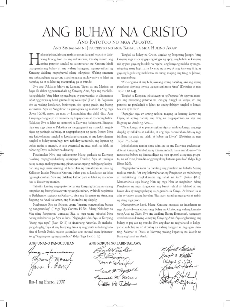 Living Christ Testimony of The Apostles Tagalog 682955 PRT | PDF