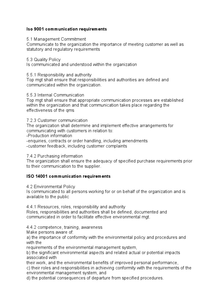 ISO 9001 Communication Requirements Overview | PDF | Iso 9000 | Business