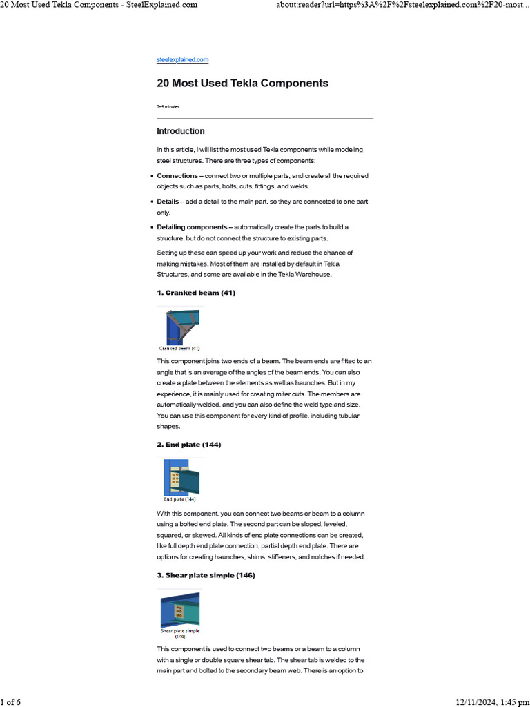 Tekla Structures Connection Components List | PDF | Beam (Structure ...
