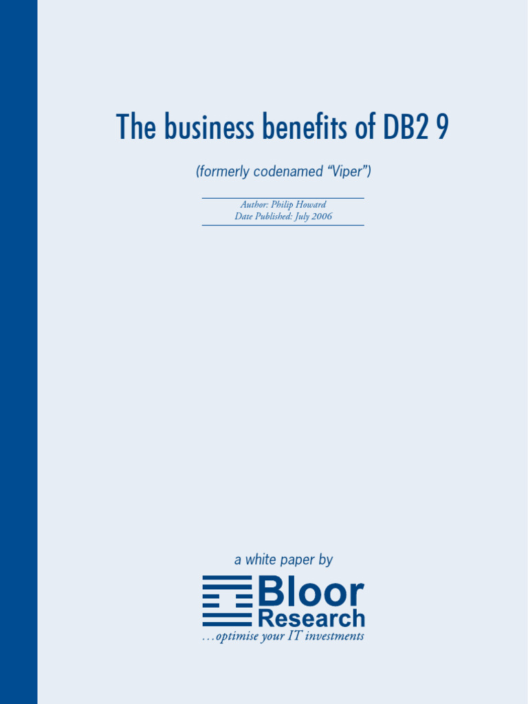 Business Benefits of IBM DB2 9 | PDF | Ibm Db2 | Databases