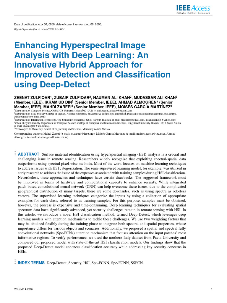 Enhancing Hyperspectral Image Analysis With Deep L | PDF | Deep ...