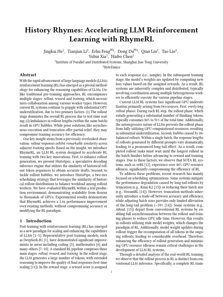 RhymeRL: Optimizing LLM Reinforcement Learning | PDF | Graphics ...